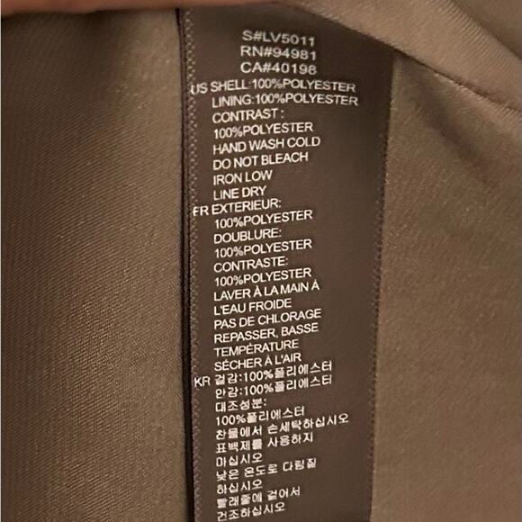 Love 21 Tan, Gray, and White Pleated Tie Front Sheath Midi Dress Size Small - Picture 8 of 9